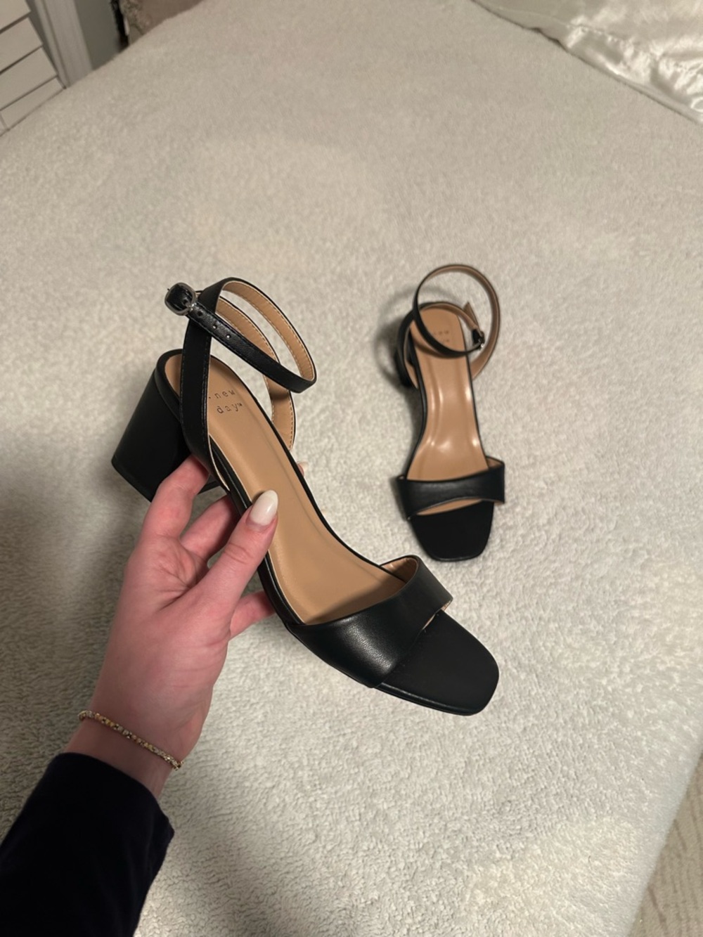 a new day Black Block Heel Ankle-Strap Sandals